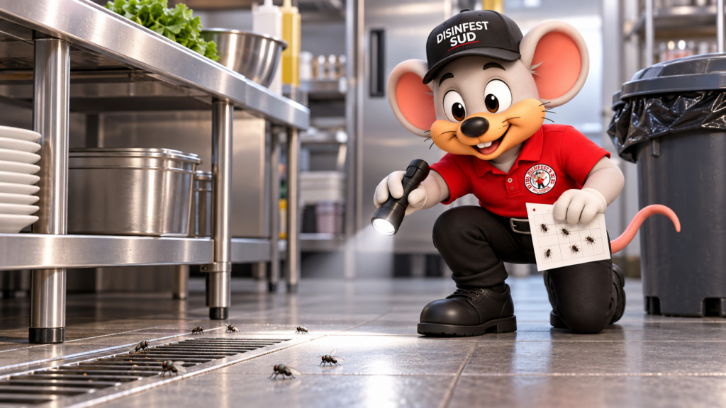 Toby Disinfest Sud controlla mosche e punti critici in una cucina professionale